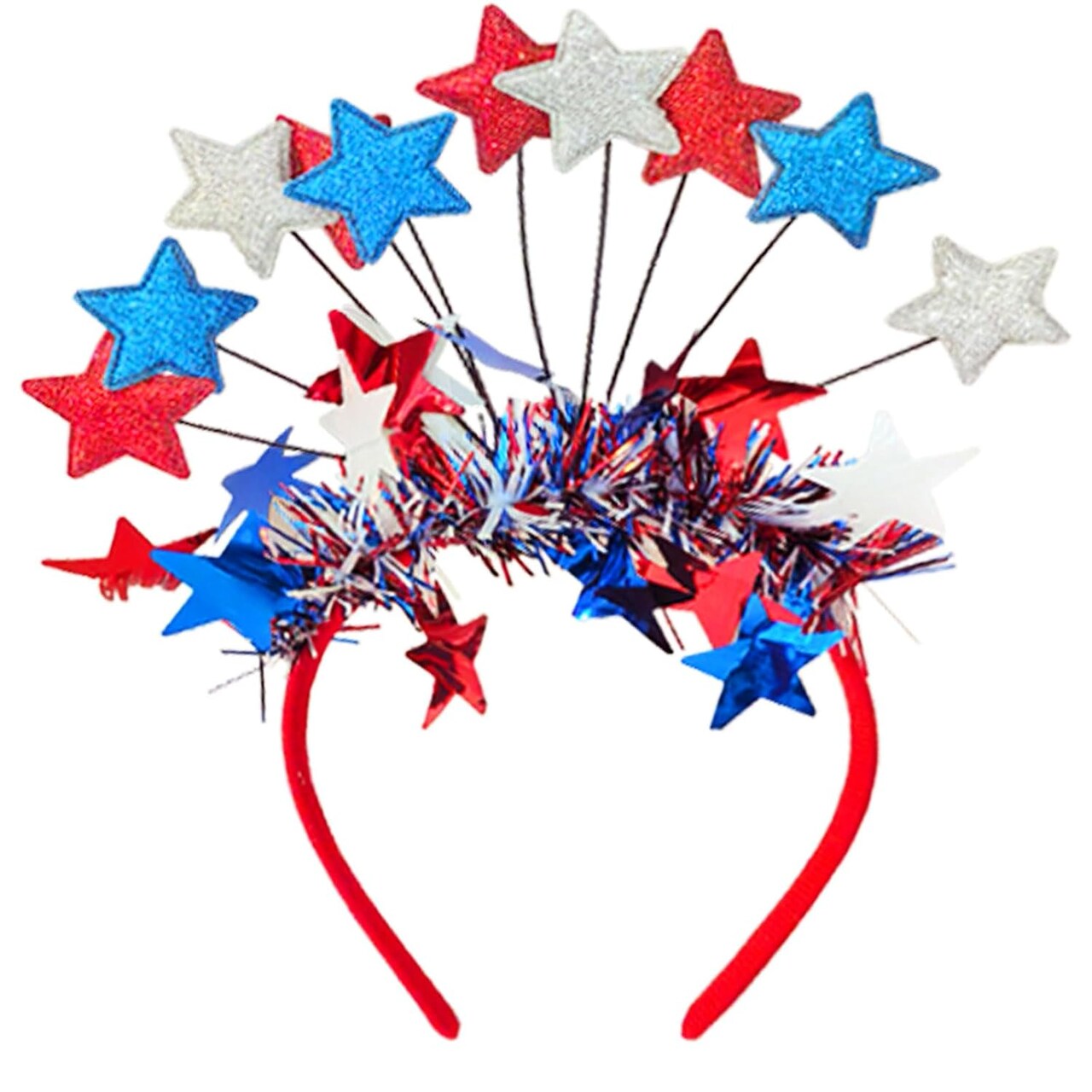 4th of July Headband for Women - Glitter Star Headband - Red White and Blue Accessories for 4th of July Party Supplies - Memorial Day Party Supplies